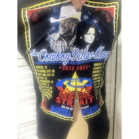 George Strait T Shirt Tank Women’s Concert Cowboy Rides Away 2013-2014 Small - Picture 4 of 7